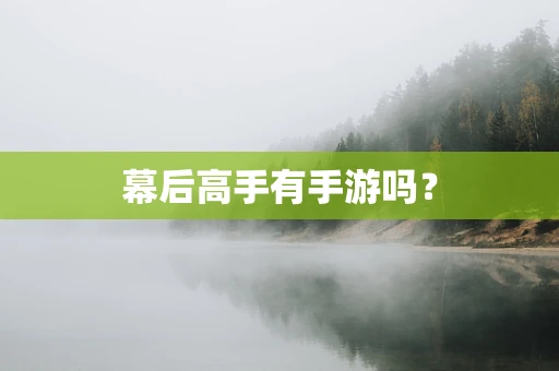幕后高手有手游吗？