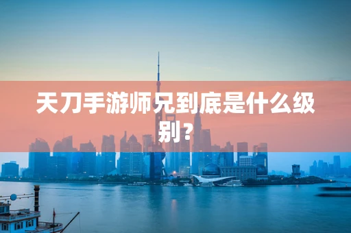 天刀手游师兄到底是什么级别？