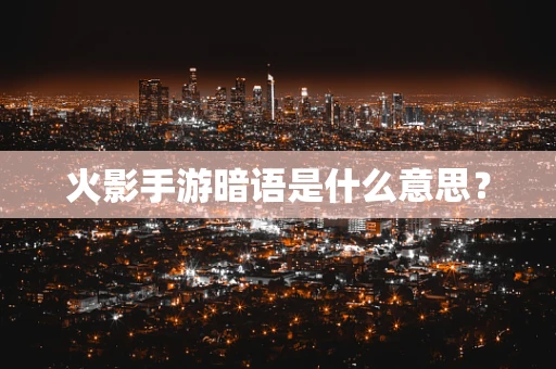 火影手游暗语是什么意思？